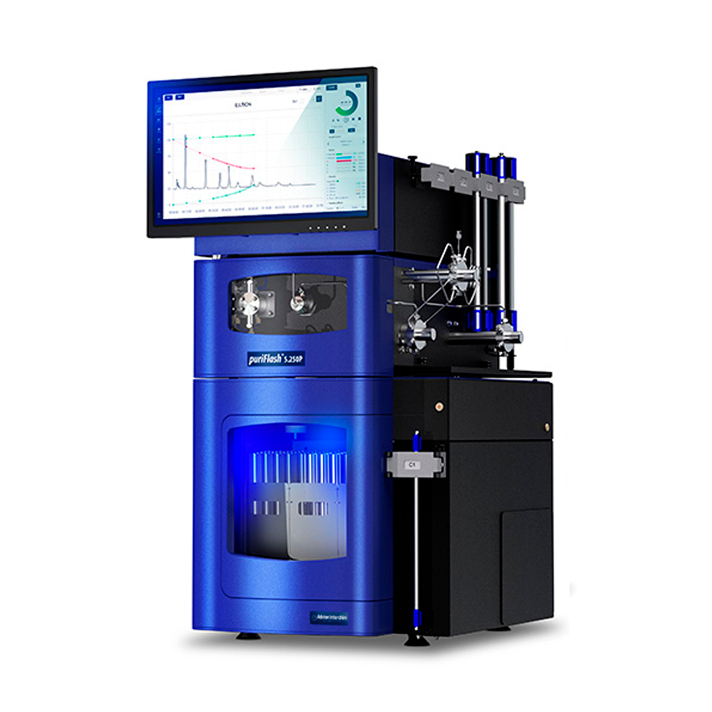 O puriFlash® 5.250P é um sistema de HPLC preparativo desenvolvido especialmente para purificação de peptídeos e oligonucleotídeos, com alta capacidade de separar compostos que apresentam tempos de retenção muito próximos