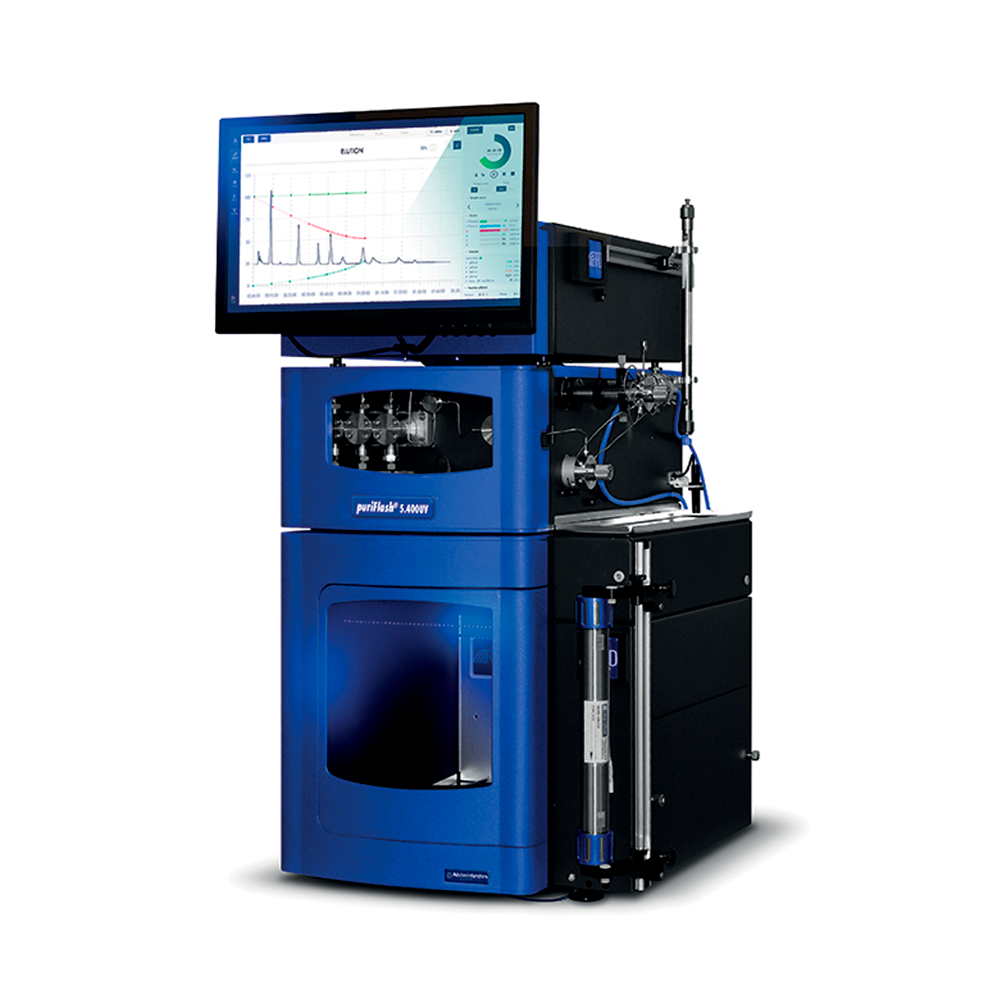 O puriFlash® 5.400-UV é um sistema de HPLC preparativo de ultra alta pressão que integra desenvolvimento de métodos analíticos e purificação preparativa em uma única plataforma